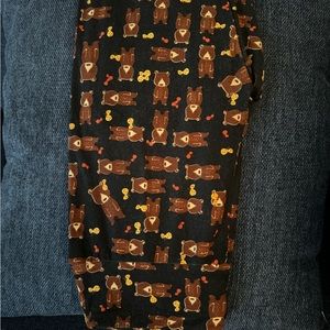 Lularoe Brown Bear with Bow Ties leggings